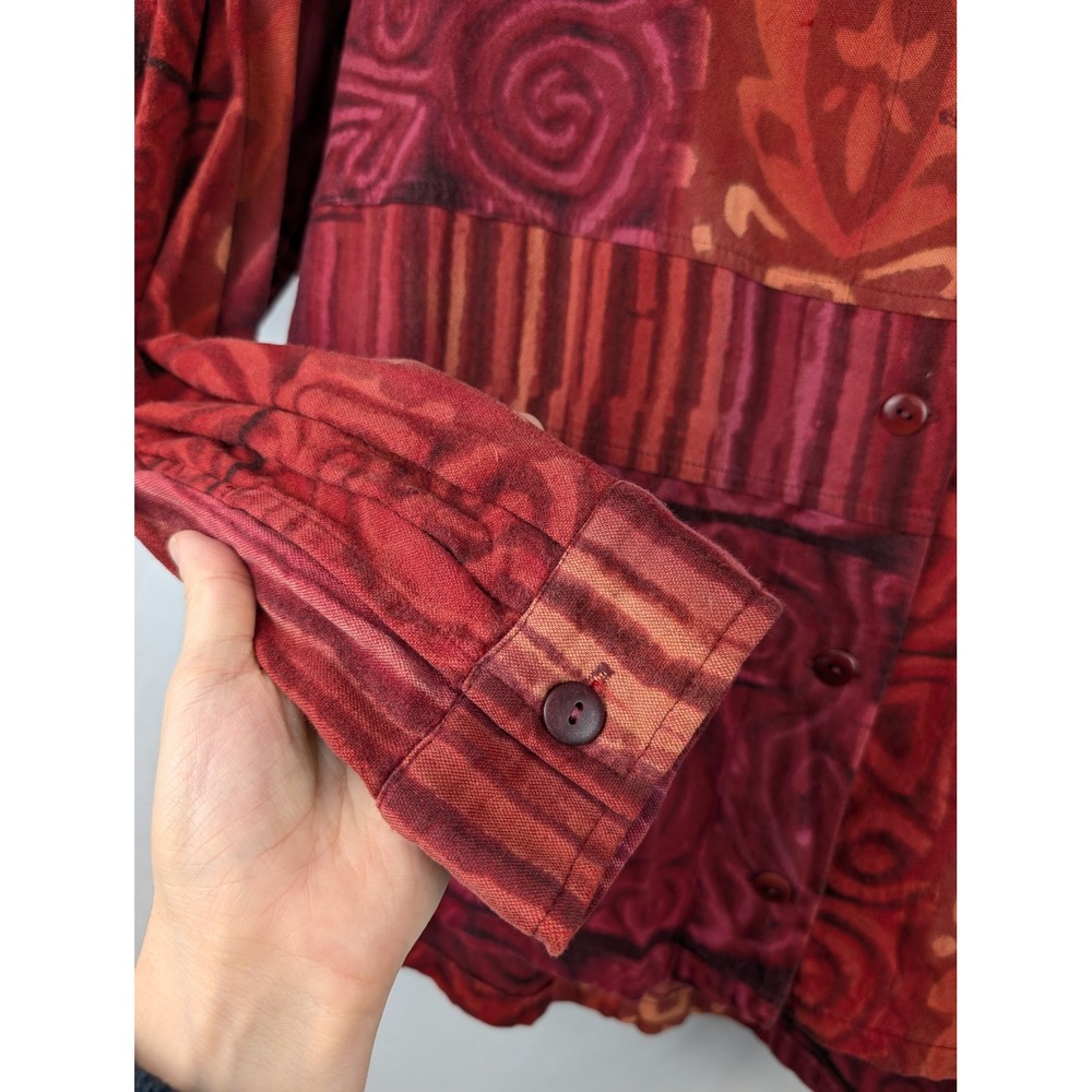 Abstract Print Patchwork Button Shirt Heavyweight… - image 3